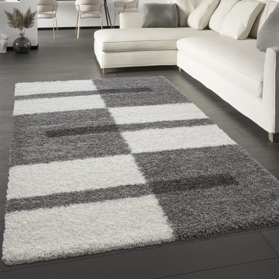 Grey White Fluffy Rug Shaggy Carpet Wholesale Dropshipping UK